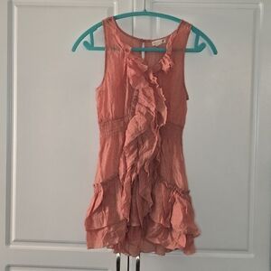Ruffled Coral Brown Sleeveless Top size Small